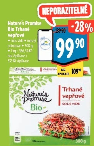 Maso vepřové trhané sous vide bio Nature'