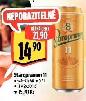Pivo světlý ležák 11° Staropramen