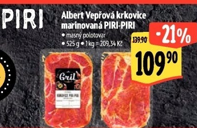 Vepřová krkovice marinovaná bez kosti Piri-Piri Albert Gril