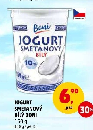 Bílý jogurt smetanový Boni