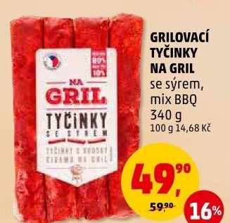 Grilovací tyčinky se sýrem Na gril Penny