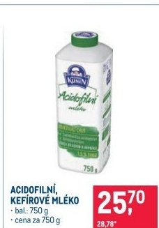 Acidofilní mléko Mlékárna Kunín