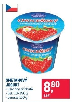 Jogurt smetanový ochucený Choceňský