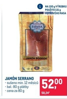 Šunka Jamón Serrano Espaňa