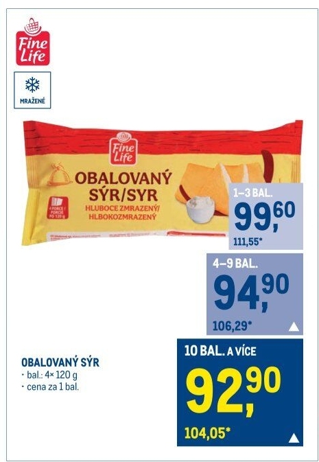 Sýr obalovaný mražený Fine Life