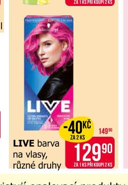 LIVE barva na vlasy, různé druhy