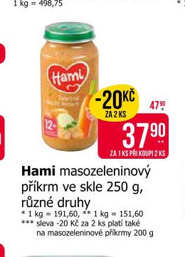 Hami masozeleninový příkrm ve skle 250 g, různé druhy