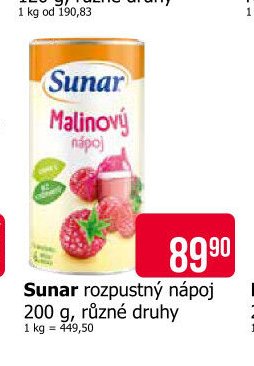 Sunar rozpustný nápoj 200 g, různé druhy