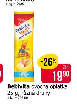 Bebivita ovocná oplatka 25 g, různé druhy