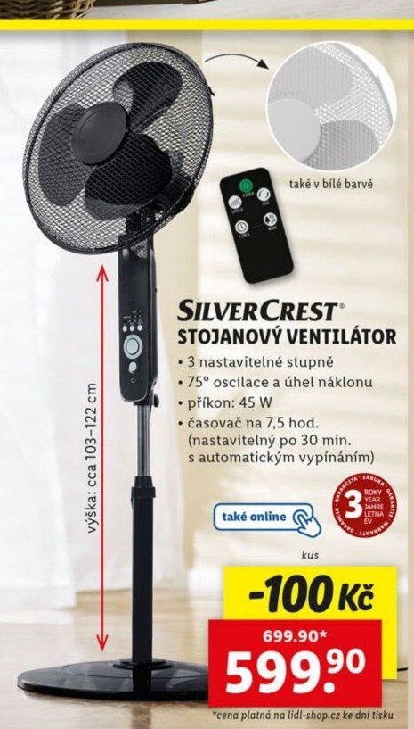 SILVERCREST STOJANOVÝ VENTILÁTOR