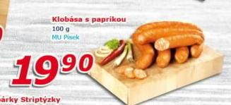 Papriková klobása Maso uzeniny Písek