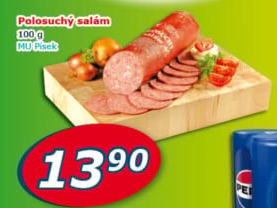 Polosuchý salám Maso uzeniny Písek