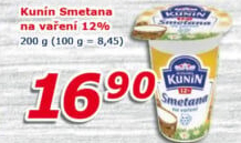 Smetana na vaření Mlékárna Kunín 12%