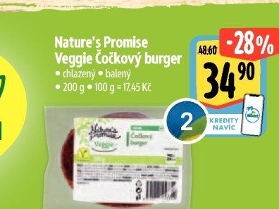 Burger čočkový Veggie Nature'