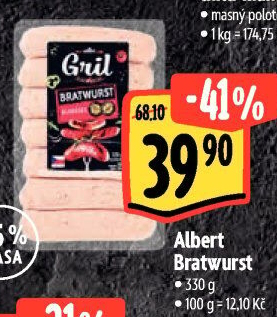 Grilovací klobása bratwurst Albert Gril