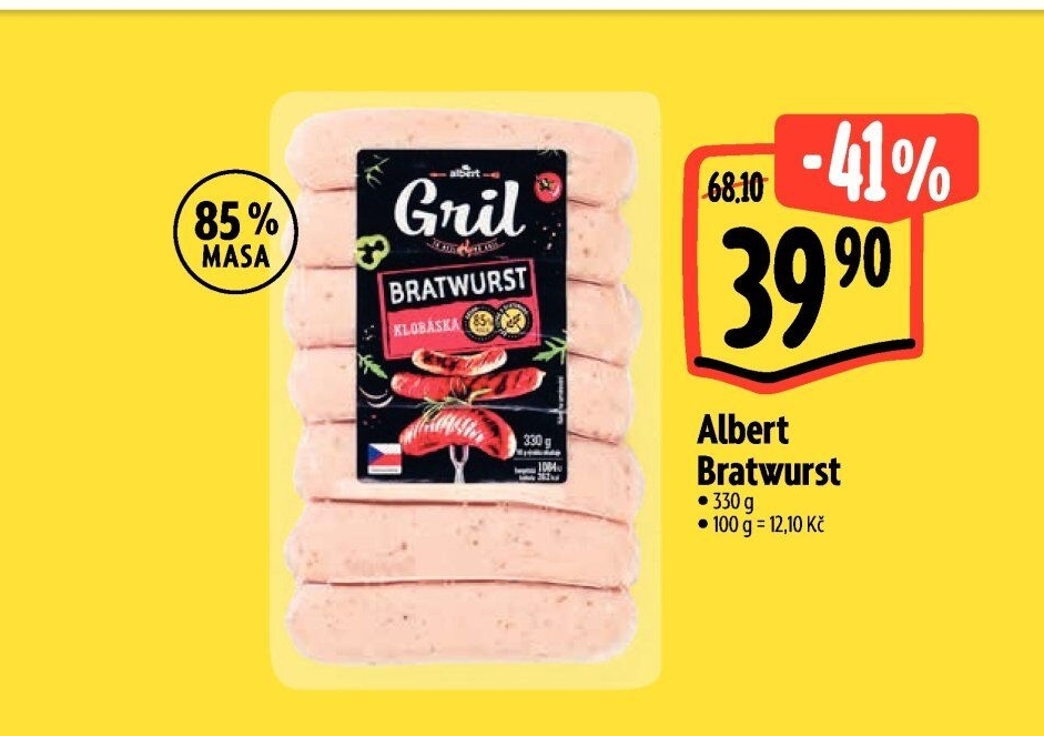 Grilovací klobása bratwurst Albert Gril