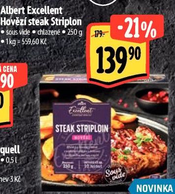 Hovězí steak Striploin Sous vide Albert Excellent