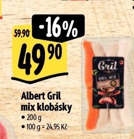 Klobásky Gril mix Albert Gril