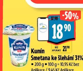 Smetana ke šlehání Mlékárna Kunín 31%