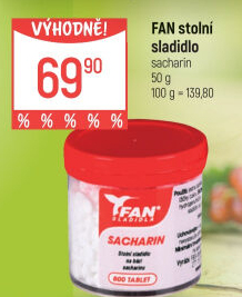 Sladidlo Sacharin Fan