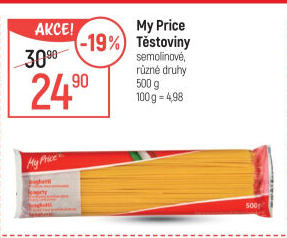 Těstoviny semolinové My Price