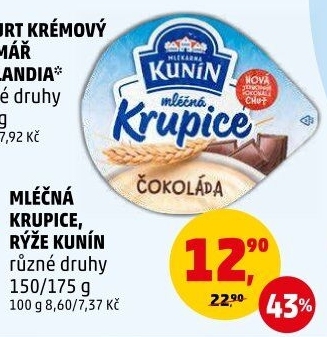 Mléčná krupice Mlékárna Kunín