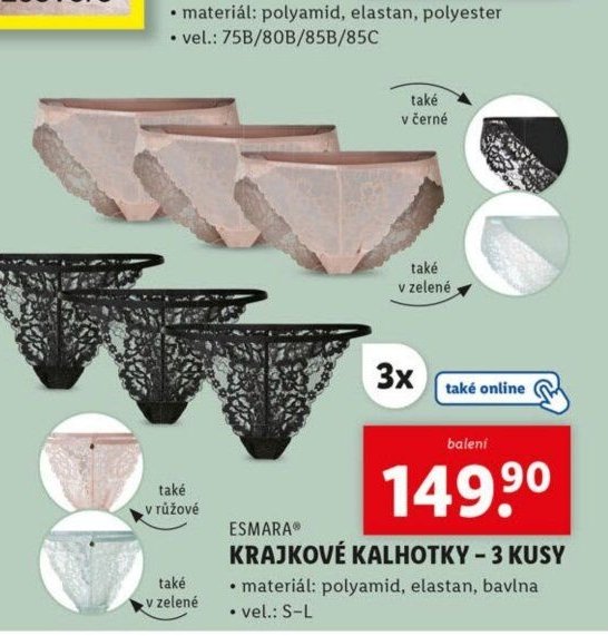 ESMARA® KRAJKOVÉ KALHOTKY – 3 KUSY