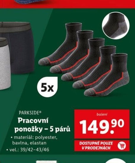 Parkside Pracovní ponožky – 5 párů