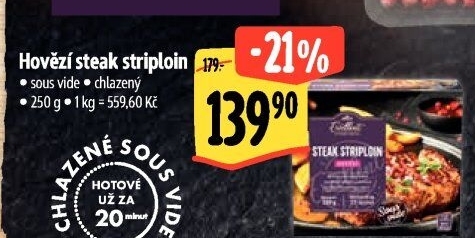 Hovězí steak Striploin Sous vide Albert Excellent