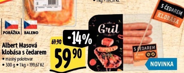 Klobása masová s čedarem Albert Gril