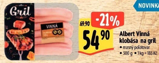 Klobása vinná na gril Albert Gril