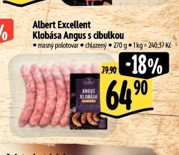 Albert Excellent Klobása Angus s cibulkou