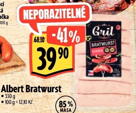 Grilovací klobása bratwurst Albert Gril
