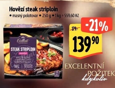 Hovězí steak Striploin Sous vide Albert Excellent