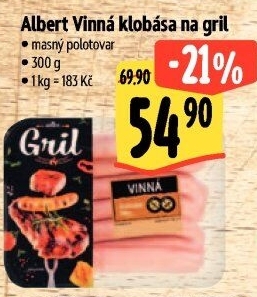 Klobása vinná na gril Albert Gril