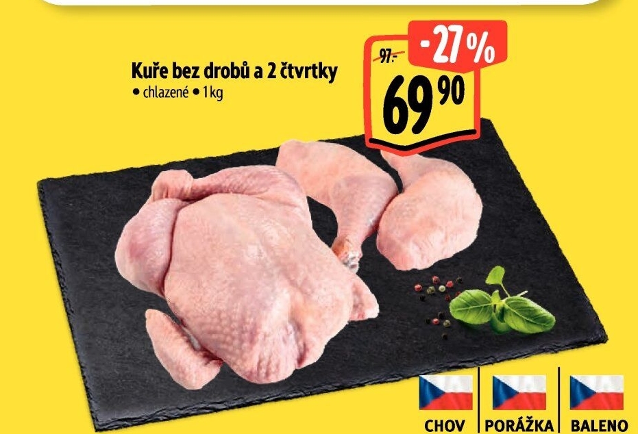 Kuře + 2 kuřecí čtvrtky