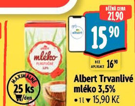 Mléko trvanlivé Albert - 3,5% plnotučné