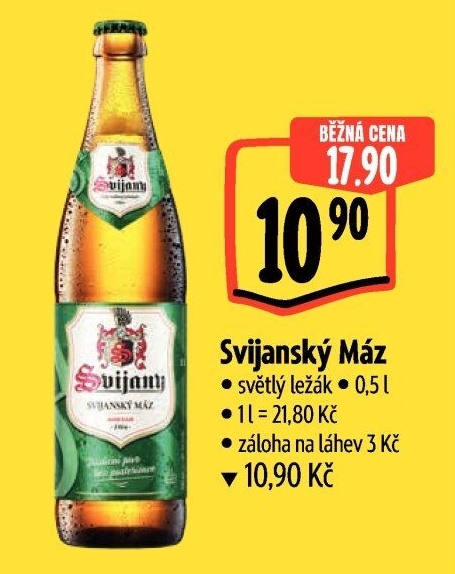 Pivo světlý ležák 11° Svijanský Máz Svijany