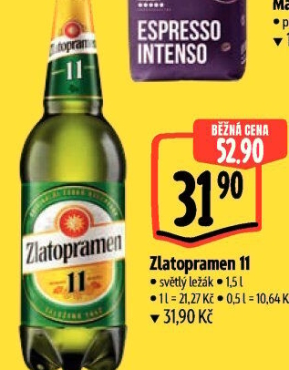 Pivo světlý ležák 11° Zlatopramen
