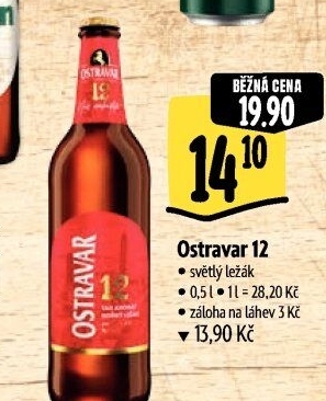 Pivo světlý ležák 12° Ostravar
