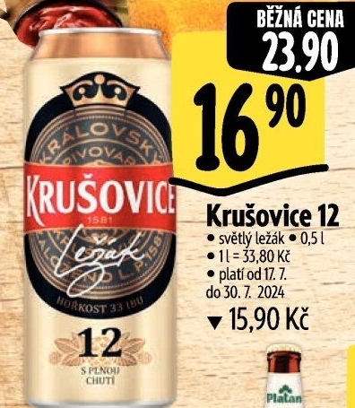 Pivo světlý ležák Královský 12° Krušovice