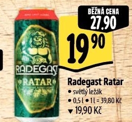 Pivo světlý ležák Ratar Radegast