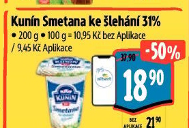 Smetana ke šlehání Mlékárna Kunín 31%
