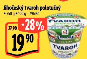 Tvaroh polotučný Jihočeský Madeta