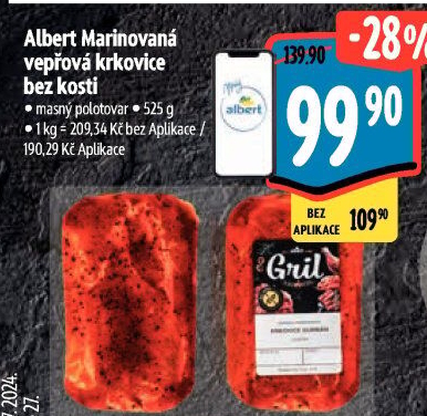 Vepřová krkovice marinovaná bez kosti Albert Gril