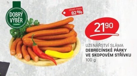 UZENÁŘSTVÍ SLÁMA DEBRECÍNSKÉ PÁRKY VE SKOPOVÉM STŘÍVKU 100 g