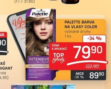 Palette barva na vlasy