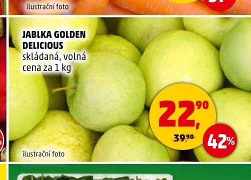 JABLKA GOLDEN DELICIOUS skládaná, volná cena za 1 kg