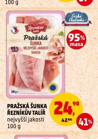 Pražská šunka Řezníkův talíř nejvyšší jakosti 100 g