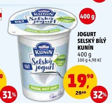 Bílý jogurt selský Mlékárna Kunín